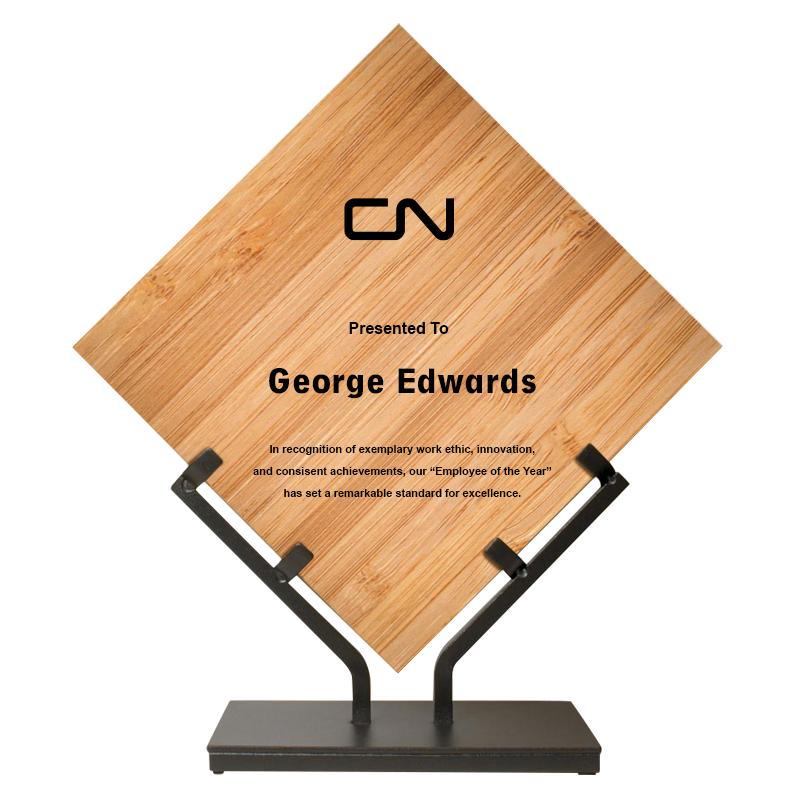 Award - CN - Customizable Diamond Bamboo with Iron Stand