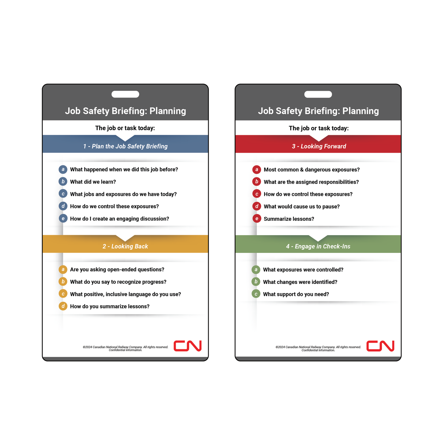 Safety Card - Job Safety Briefing: Planning