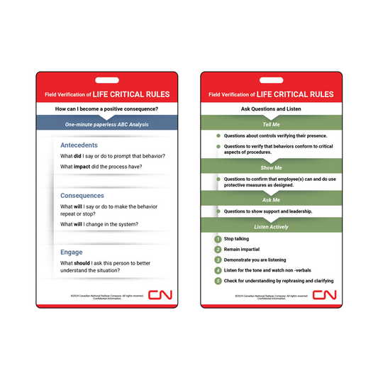 Safety Card - Field Verification of Life Critical Rules