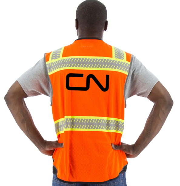 Majestic Class 2 Hi Vis Orange Mesh Vest with DOT Reflective Chainsaw Striping